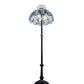 Meyda Lighting Roseborder 62" 3-Light Mahogany Bronze Floor Lamp With Blue & Clear Shade Glass