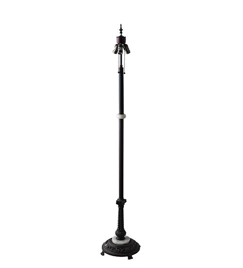 Meyda Lighting Roseborder 62" 3-Light Mahogany Bronze Floor Lamp With Blue & Clear Shade Glass