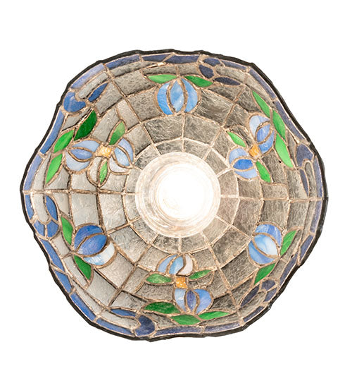 Meyda Lighting Roseborder 7" Antique Mini Pendant Light With Multi-Colored Stained Shade Glass