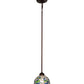Meyda Lighting Roseborder 7" Antique Mini Pendant Light With Multi-Colored Stained Shade Glass