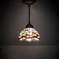 Meyda Lighting Roseborder 7" Mahogany Bronze Mini Pendant Light With Multi-Colored Shade Glass