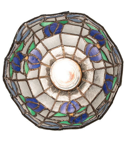 Meyda Lighting Roseborder 7" Mahogany Bronze Mini Pendant Light With Stained Shade Glass