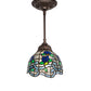 Meyda Lighting Roseborder 7" Mahogany Bronze Mini Pendant Light With Stained Shade Glass