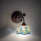 Meyda Lighting Roseborder 8" Mahogany Bronze Wall Sconce With Multi-Colored Shade Glass