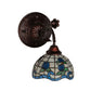 Meyda Lighting Roseborder 8" Mahogany Bronze Wall Sconce With Multi-Colored Shade Glass
