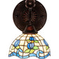 Meyda Lighting Roseborder 8" Mahogany Bronze Wall Sconce With Multi-Colored Shade Glass