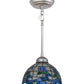 Meyda Lighting Roseborder 8" Nickel Mini Pendant Light With Multi-Colored Shade Glass