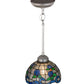 Meyda Lighting Roseborder 8" Nickel Mini Pendant Light With Multi-Colored Shade Glass