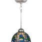 Meyda Lighting Roseborder 8" Nickel Mini Pendant Light With Multi-Colored Shade Glass