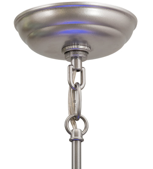 Meyda Lighting Roseborder 8" Nickel Mini Pendant Light With Multi-Colored Shade Glass