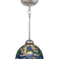 Meyda Lighting Roseborder 8" Nickel Mini Pendant Light With Multi-Colored Shade Glass