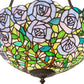 Meyda Lighting Rosebush 16" 2-Light Mahogany Bronze Inverted Pendant Light With Multi-Colored Stained Shade Glass