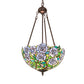 Meyda Lighting Rosebush 16" 2-Light Mahogany Bronze Inverted Pendant Light With Multi-Colored Stained Shade Glass