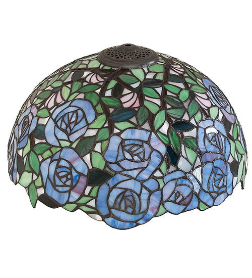 Meyda Lighting Rosebush 16" Green & Blue Stained Shade Glass