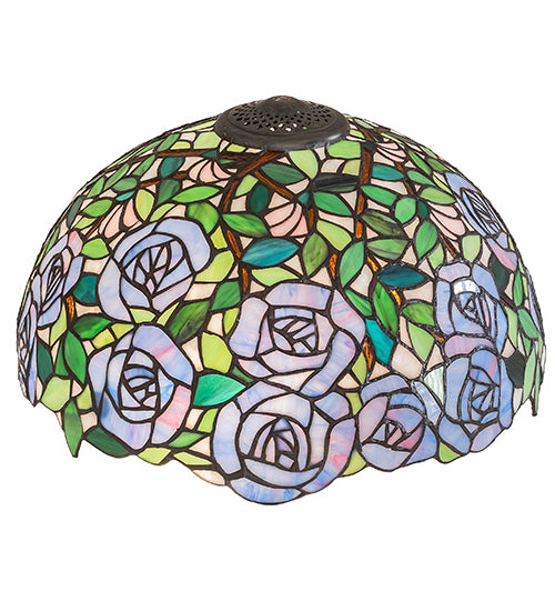 Meyda Lighting Rosebush 16" Green & Blue Stained Shade Glass