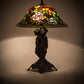 Meyda Lighting Rosebush 22" Mahogany Bronze Table Lamp With Multi-Colored Stained Shade Glass