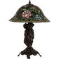 Meyda Lighting Rosebush 22" Mahogany Bronze Table Lamp With Multi-Colored Stained Shade Glass