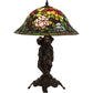 Meyda Lighting Rosebush 22" Mahogany Bronze Table Lamp With Multi-Colored Stained Shade Glass