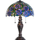 Meyda Lighting Rosebush 24" 2-Light Mahogany Bronze Table Lamp With Multi-Colored Shade Glass