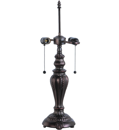 Meyda Lighting Rosebush 24" 2-Light Mahogany Bronze Table Lamp With Multi-Colored Shade Glass