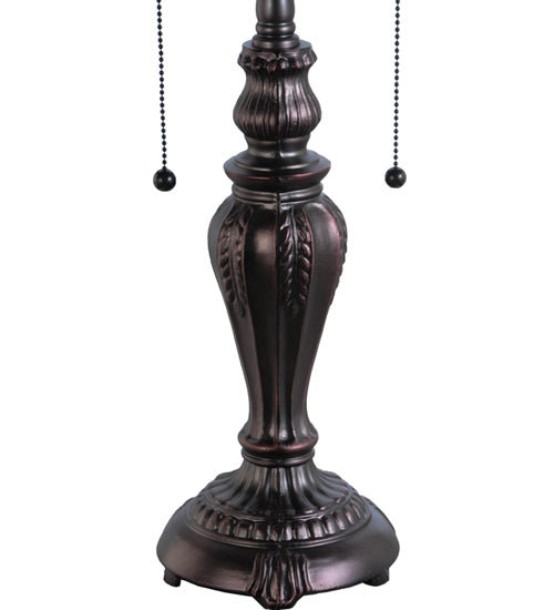 Meyda Lighting Rosebush 24" 2-Light Mahogany Bronze Table Lamp With Multi-Colored Shade Glass