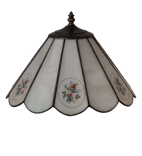 Meyda Lighting Roses 13" Iridescent White & Pink Roses Shade Glass