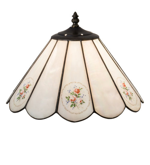 Meyda Lighting Roses 13" Iridescent White & Pink Roses Shade Glass