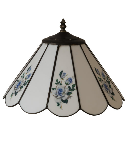 Meyda Lighting Roses 13" Spectrum White & Blue Roses Shade Glass