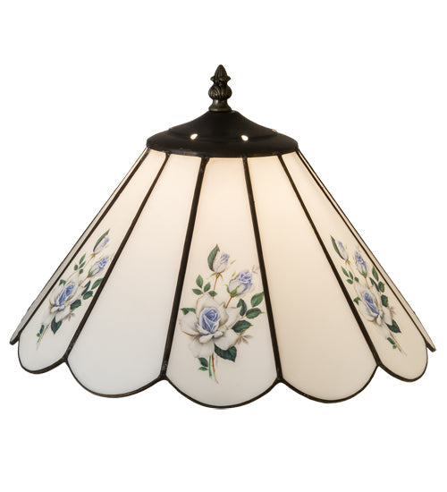 Meyda Lighting Roses 13" Spectrum White & Blue Roses Shade Glass