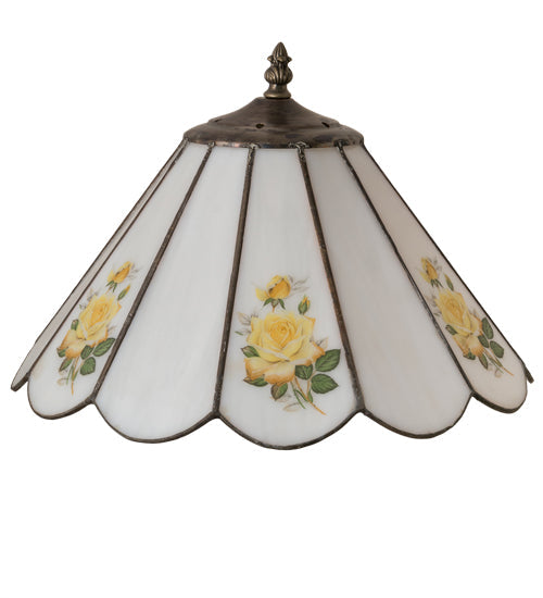 Meyda Lighting Roses 13" Wissmach White & Yellow Rose Shade Glass