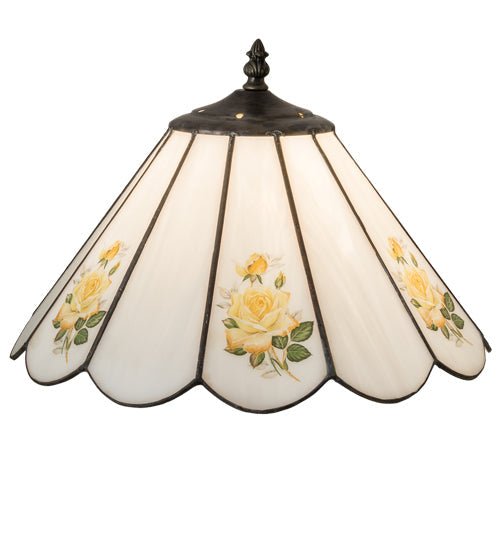 Meyda Lighting Roses 13" Wissmach White & Yellow Rose Shade Glass