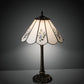 Meyda Lighting Roses 21" Mahogany Bronze Table Lamp With Spectrum White & Blue Roses Shade Glass