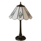 Meyda Lighting Roses 21" Mahogany Bronze Table Lamp With Spectrum White & Blue Roses Shade Glass