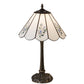 Meyda Lighting Roses 21" Mahogany Bronze Table Lamp With Spectrum White & Blue Roses Shade Glass