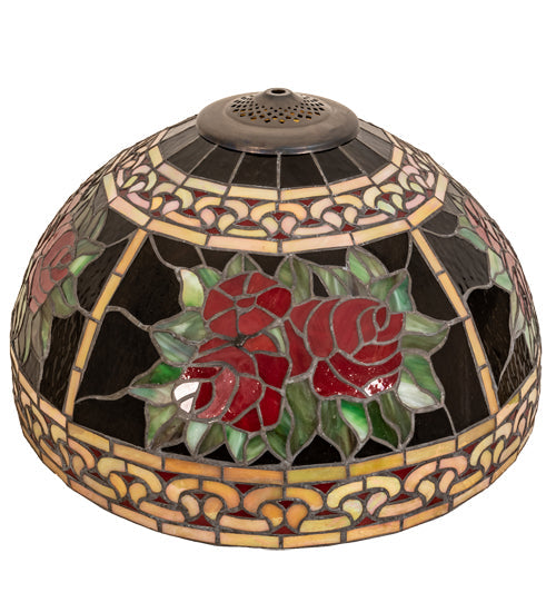 Meyda Lighting Roses & Scrolls 18" Multi-Colored Stained Shade Glass