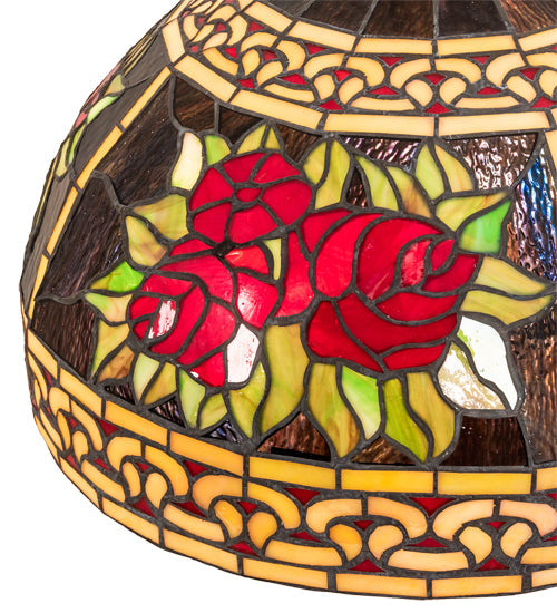 Meyda Lighting Roses & Scrolls 18" Multi-Colored Stained Shade Glass