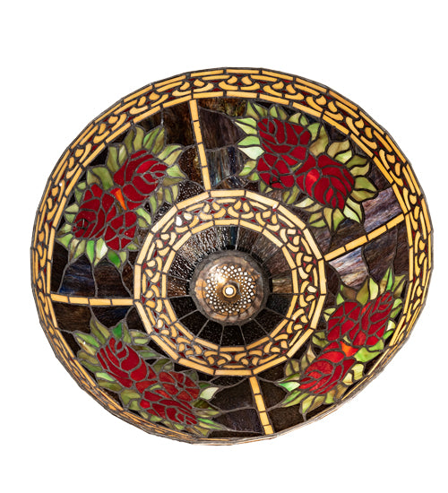Meyda Lighting Roses & Scrolls 18" Multi-Colored Stained Shade Glass