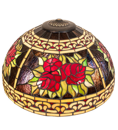 Meyda Lighting Roses & Scrolls 18" Multi-Colored Stained Shade Glass