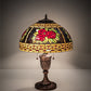 Meyda Lighting Roses & Scrolls 25" 2-Light Mahogany Bronze Table Lamp With Multi-Colored Stained Shade Glass