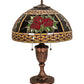 Meyda Lighting Roses & Scrolls 25" 2-Light Mahogany Bronze Table Lamp With Multi-Colored Stained Shade Glass