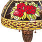Meyda Lighting Roses & Scrolls 25" 2-Light Mahogany Bronze Table Lamp With Multi-Colored Stained Shade Glass