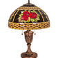 Meyda Lighting Roses & Scrolls 25" 2-Light Mahogany Bronze Table Lamp With Multi-Colored Stained Shade Glass