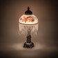 Meyda Lighting Roussillon 13" Mahogany Bronze Rose Bouquet Fringed Mini Table Lamp With Multi-Colored Shade Glass