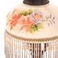 Meyda Lighting Roussillon 13" Mahogany Bronze Rose Bouquet Fringed Mini Table Lamp With Multi-Colored Shade Glass