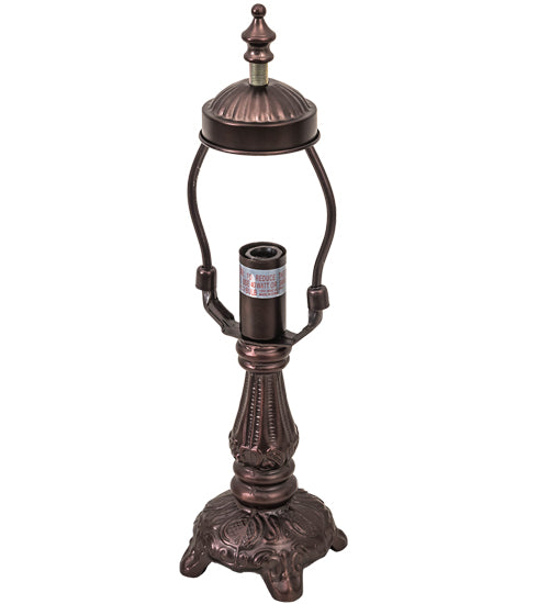 Meyda Lighting Roussillon 13" Mahogany Bronze Rose Bouquet Fringed Mini Table Lamp With Multi-Colored Shade Glass