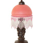 Meyda Lighting Roussillon 17" Mahogany Bronze Cherub Lantern Mini Table Lamp With Cranberry Dappled Shade Glass