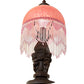 Meyda Lighting Roussillon 17" Mahogany Bronze Cherub Lantern Mini Table Lamp With Cranberry Dappled Shade Glass