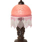 Meyda Lighting Roussillon 17" Mahogany Bronze Cherub Lantern Mini Table Lamp With Cranberry Dappled Shade Glass