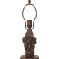 Meyda Lighting Roussillon 17" Mahogany Bronze Cherub Lantern Mini Table Lamp With Pink Etched Shade Glass
