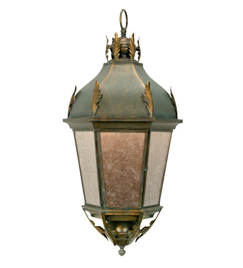 Meyda Lighting Royan 15" 3-Light Golden Verde Wall Sconce With Silver Mica Shade Glass